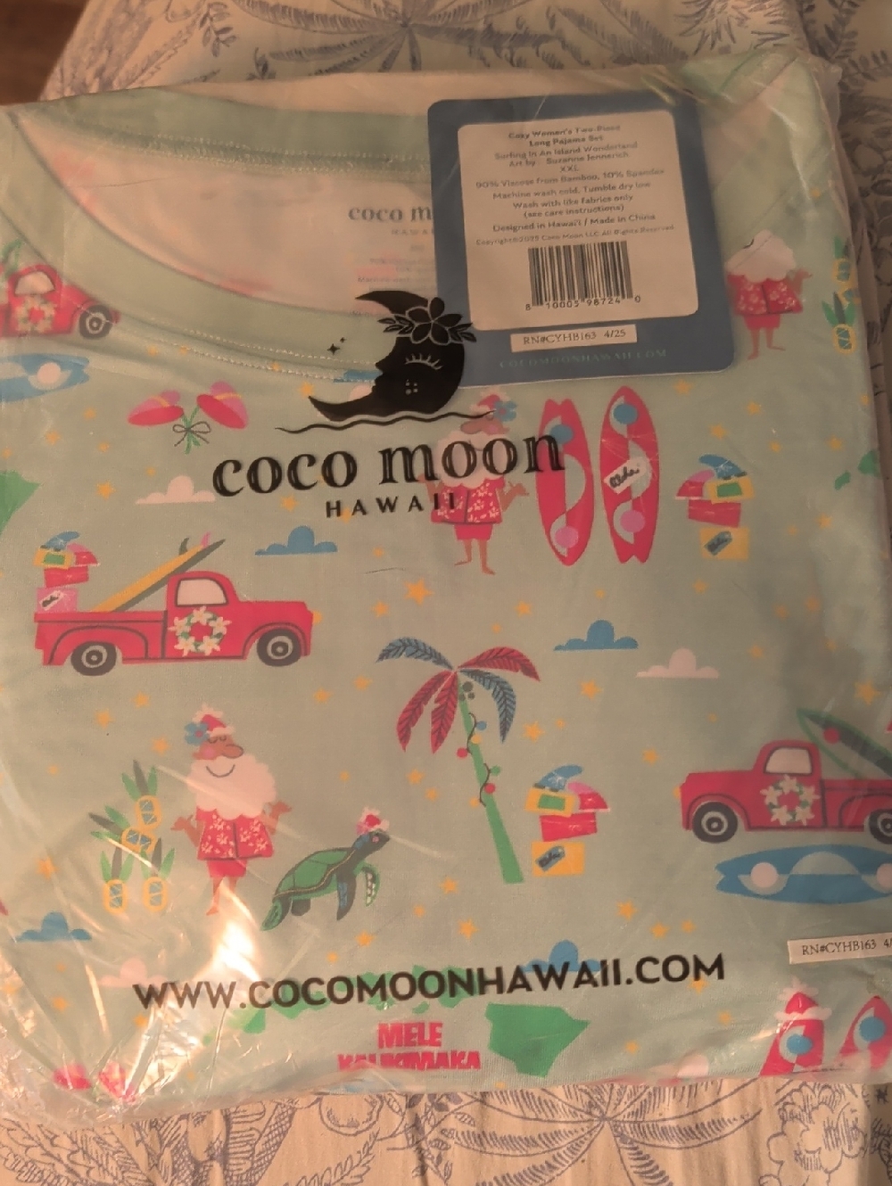Coco Moon Women's Surfing In An Island Wonderland Long Pajama Set XXL New